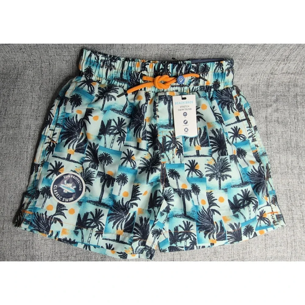 Beach Bros Boys Size 8 Lined UPF Swim Trunks Shorts NEW Tropical Beach Palms